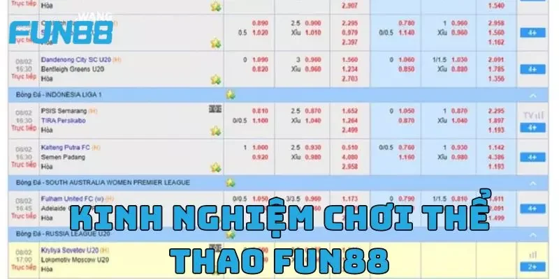 Kinh nghiệm khi chơi cá cược thể thao Fun88