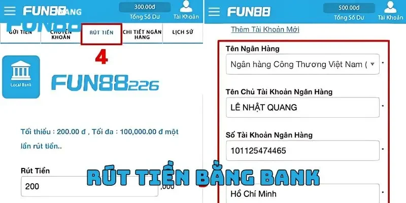 Rút tiền ngân hàng địa phương