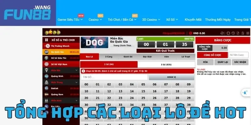Tổng hợp các loại lô đề hot hit nhất tại Fun88